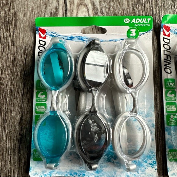 Dolfino Adult Pacesetter Swim Goggles NEW In Package UV Protection (3-3 Packs) - Picture 4 of 7